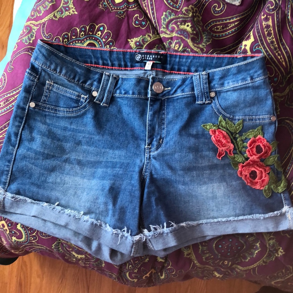 Fashion Nova Denim Shorts with Floral Design